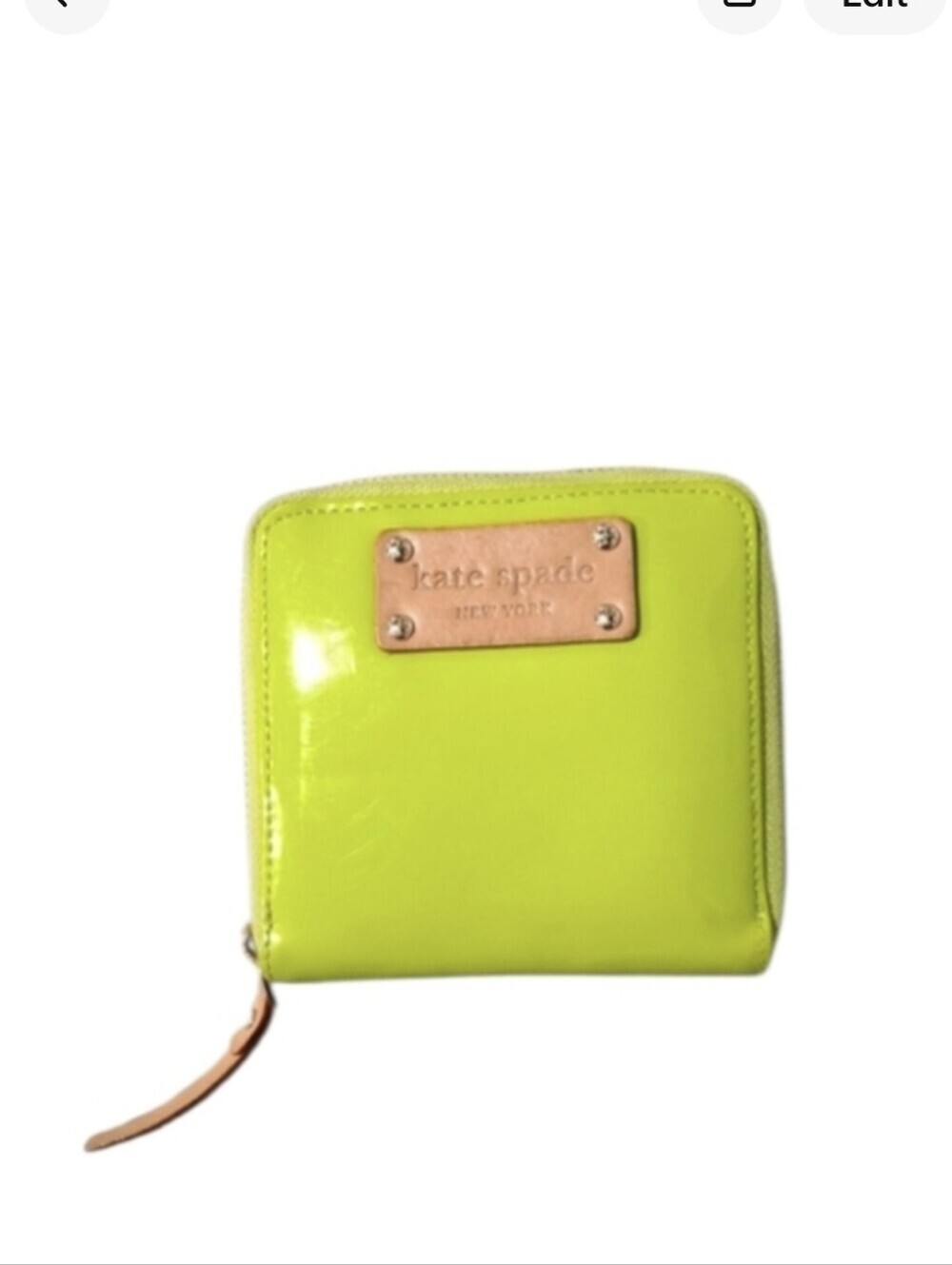 Kate Spade Lime Patent Leather Zip Around Wallet Small Bright Green